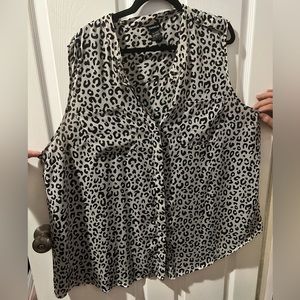 Torrid Black and White Cheetah Print Tank with waist tie